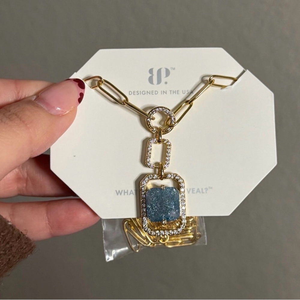 Gold and Blue Pendant Necklace